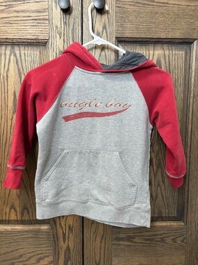 Bugle Boy Red and Gray Hooded Raglan Sweatshirt - Kids